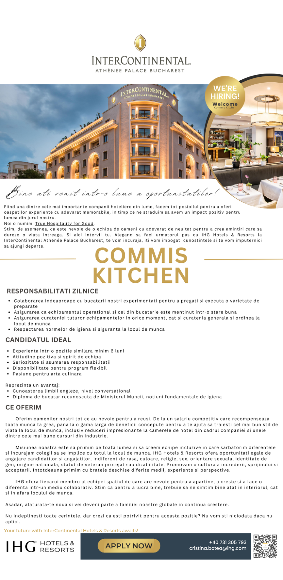 Commis Kitchen / Ajutor Bucatar