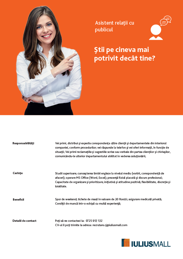 Functionar informatii clienti – Iulius Mall Cluj