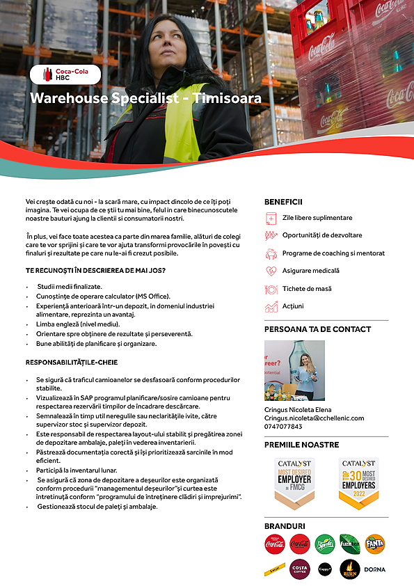 Warehouse Specialist - Timisoara