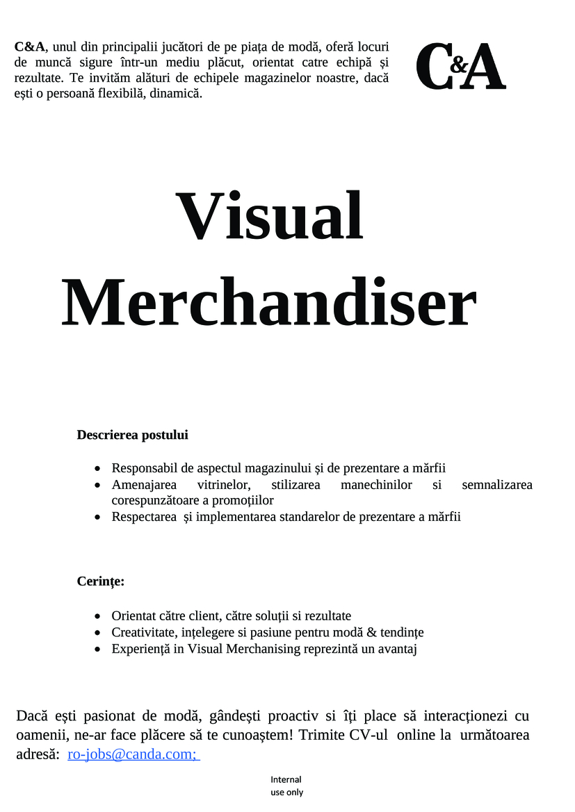 Visual Merchandiser Bucuresti