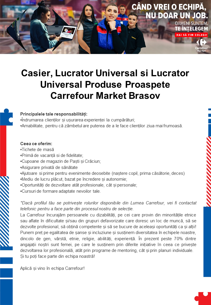 Casier si Lucrator Universal Carrefour Supermarket Brasov