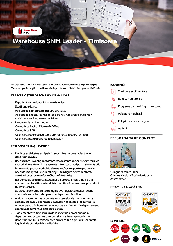 Warehouse Shift Leader - Timisoara