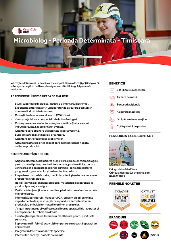 Microbiolog - Perioada Determinata - Timisoara