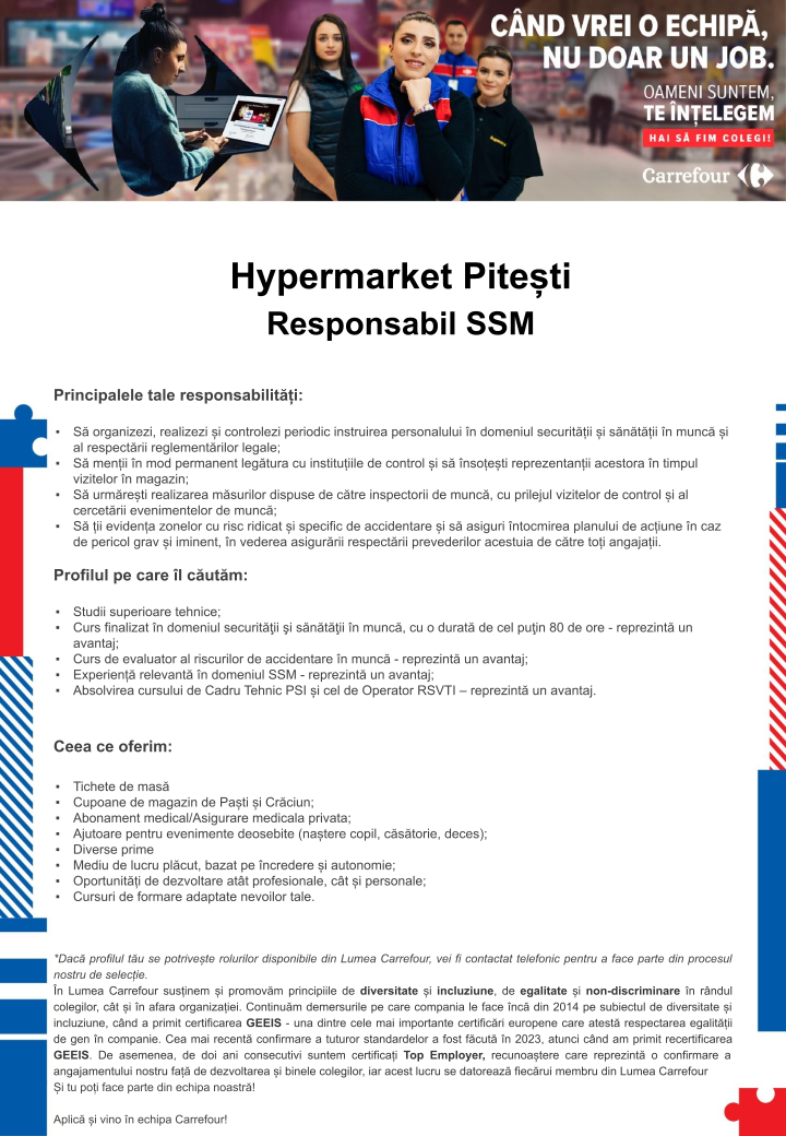 Responsabil SSM - Hipermarket Pitesti