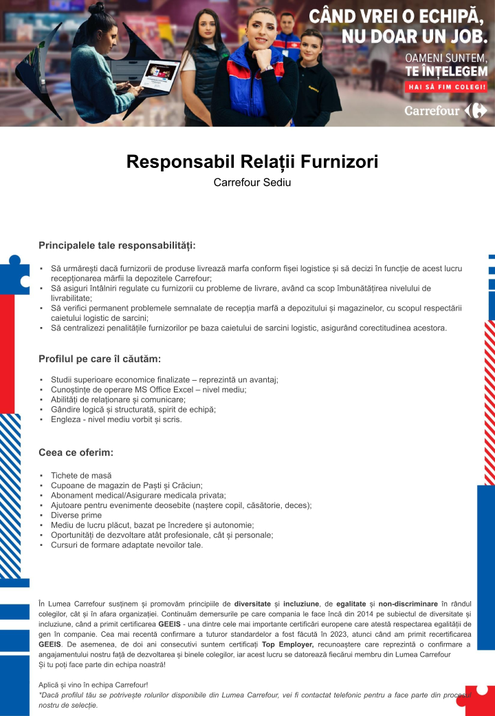 Responsabil Relatii Furnizori - Carrefour Sediu