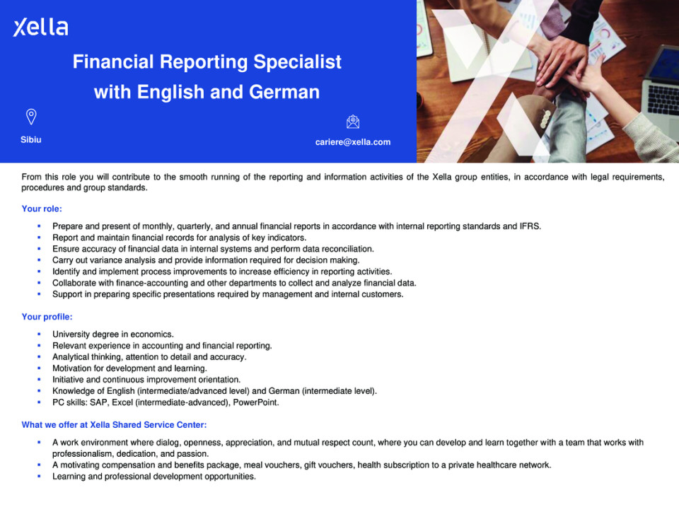 Financial Reporting Specialist with English & German