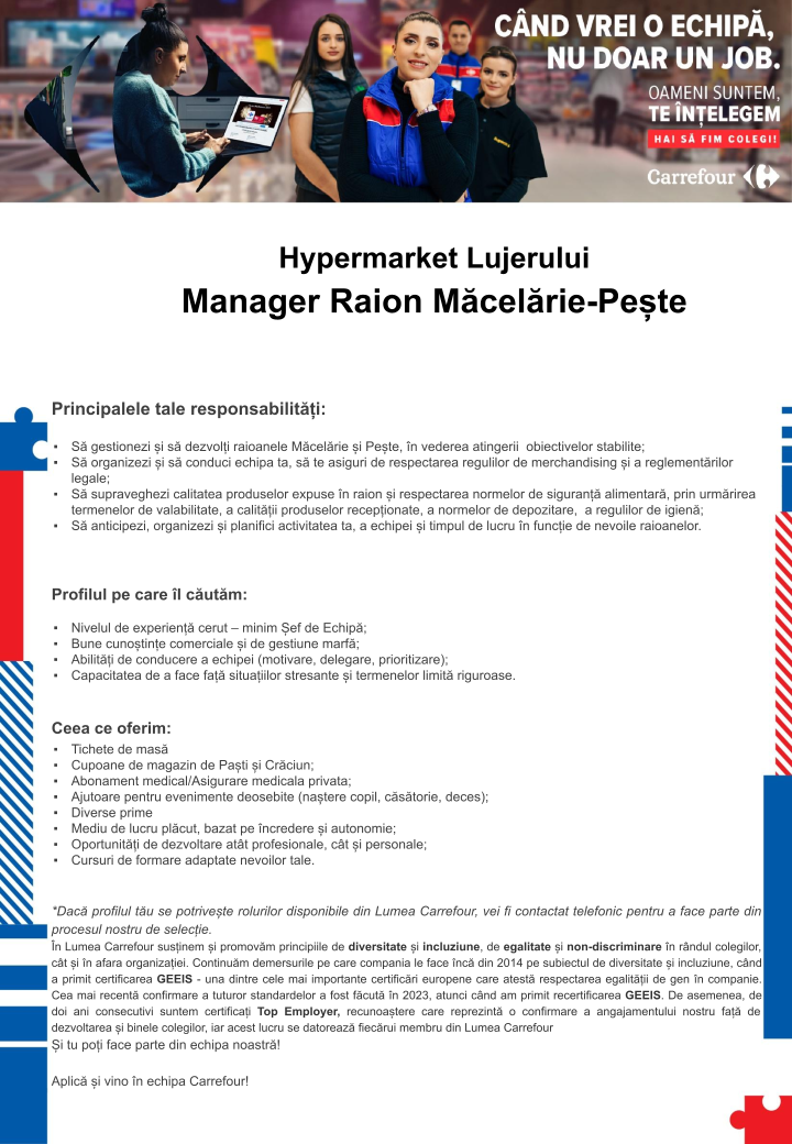 Manager Raion Macelarie-Pescarie - Carrefour Lujerului