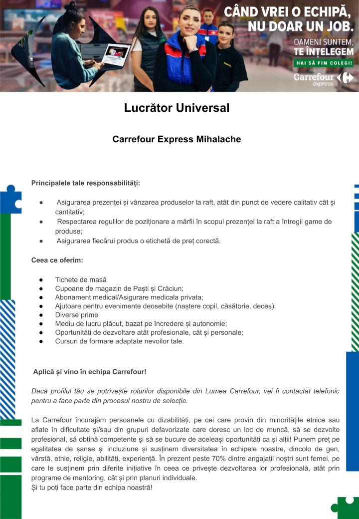 Lucrator Universal - Carrefour Express Mihalache