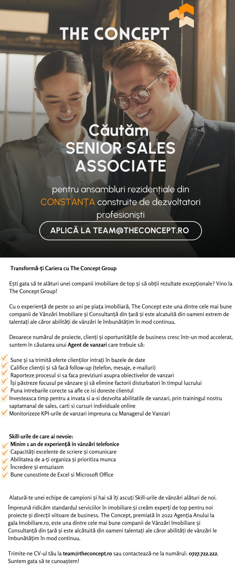 Consultant vanzari Imobiliare - Rezidential - Constanța