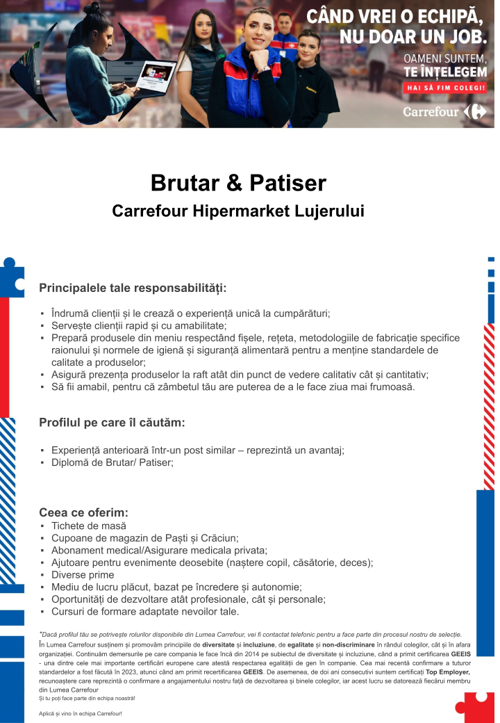 Cautam Brutar & Patiser - Carrefour Lujerului