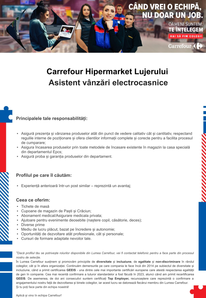 Asistent vanzari EPCS - Carrefour Lujerului