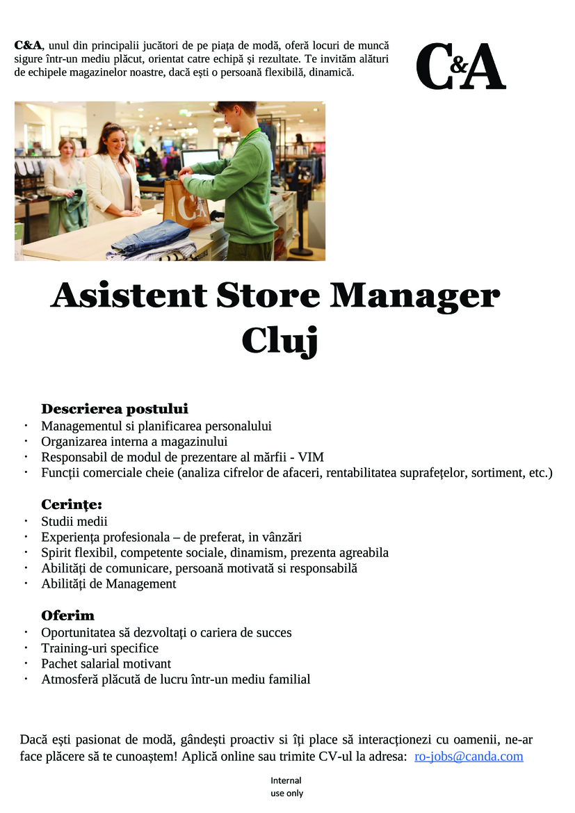 Asistent Store Manager Cluj