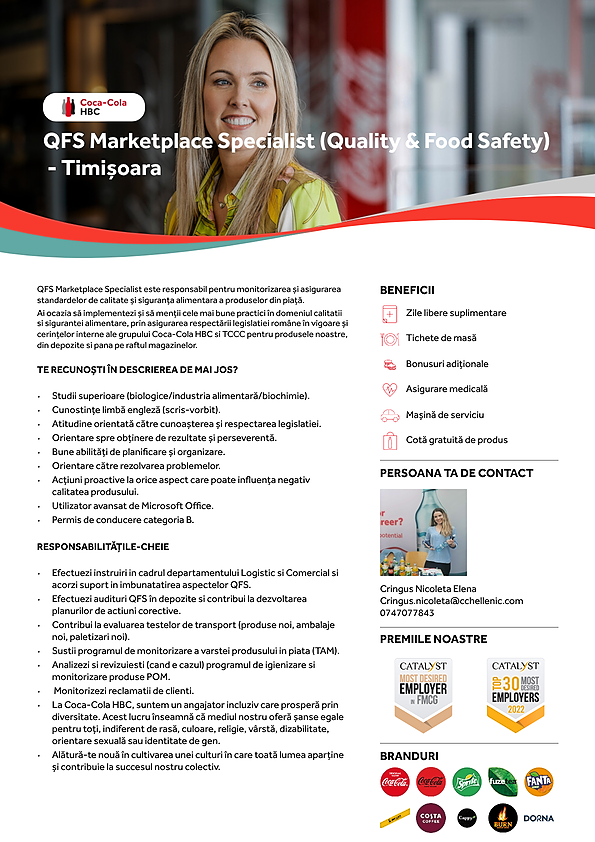 QFS Marketplace Specialist (Quality & Food Safety)-Timisoara