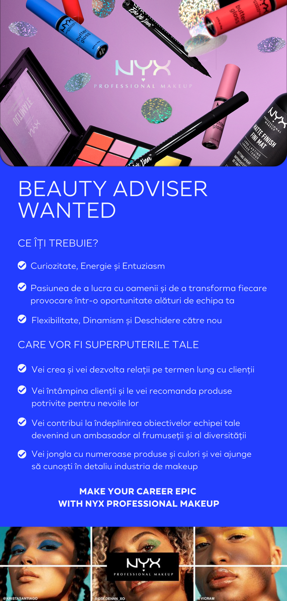 Beauty Adviser NYX Professional Makeup Cluj-Napoca