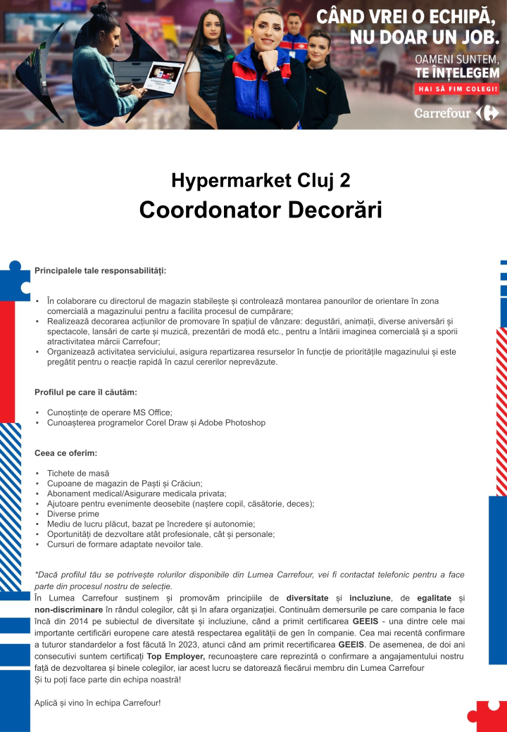 Coordonator Decorari Carrefour Hypermarket Cluj 2