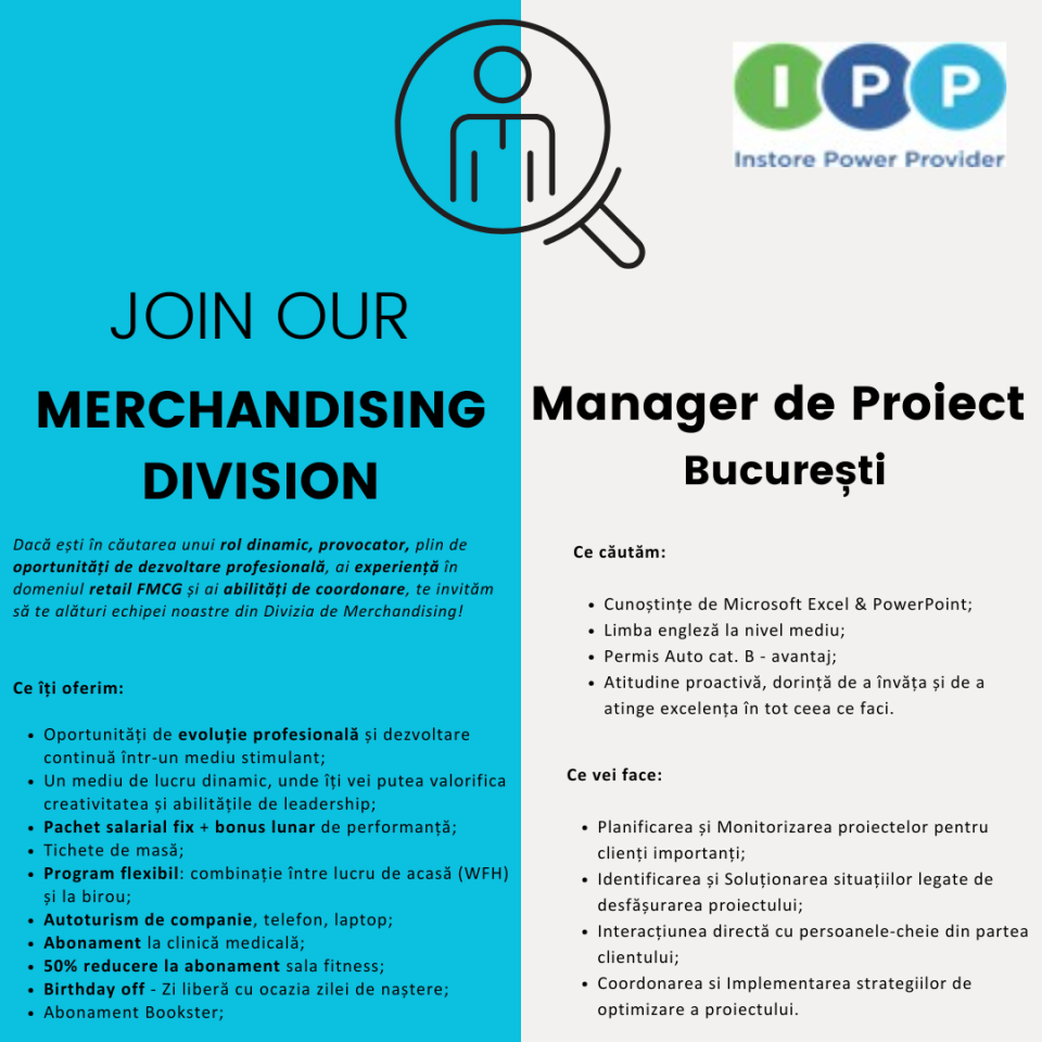 Manager de Proiect – Divizia Merchandising