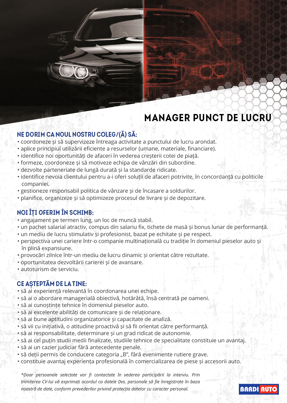 Manager punct de lucru (Automotive area)