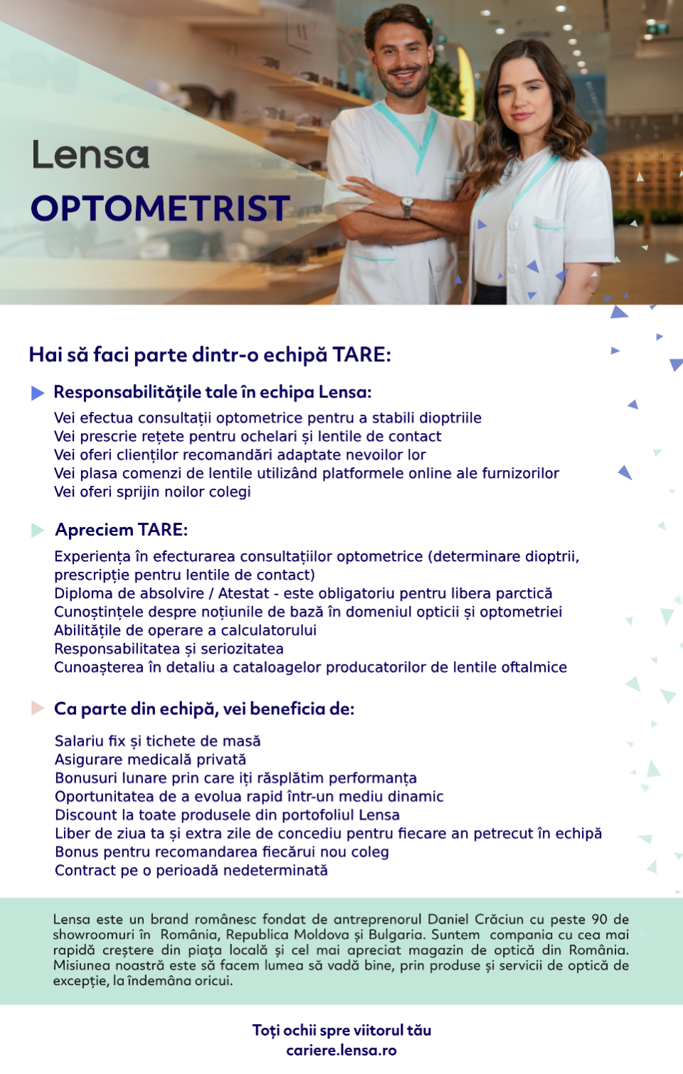 Optometrist - Bistrița, Botoșani, Sf. Gheorghe, Tg. Mureș,