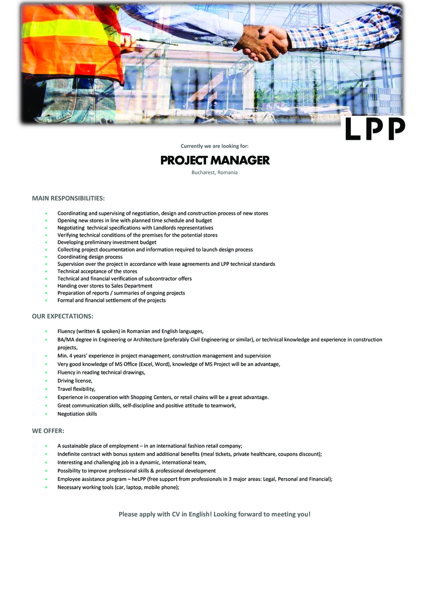 Project Manager Construction