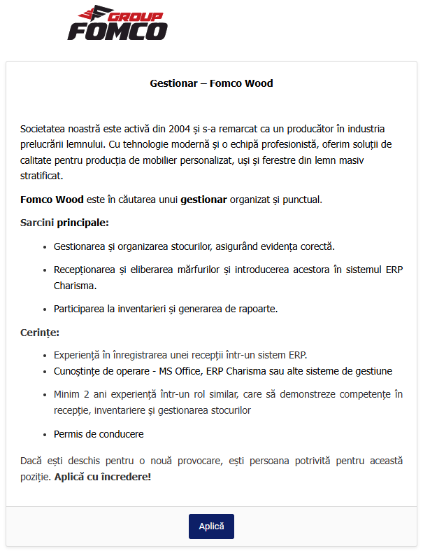 Gestionar – Fomco Wood