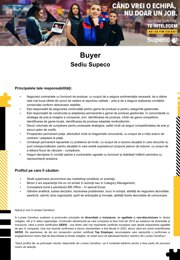 Buyer / Achizitor - Supeco Sediu