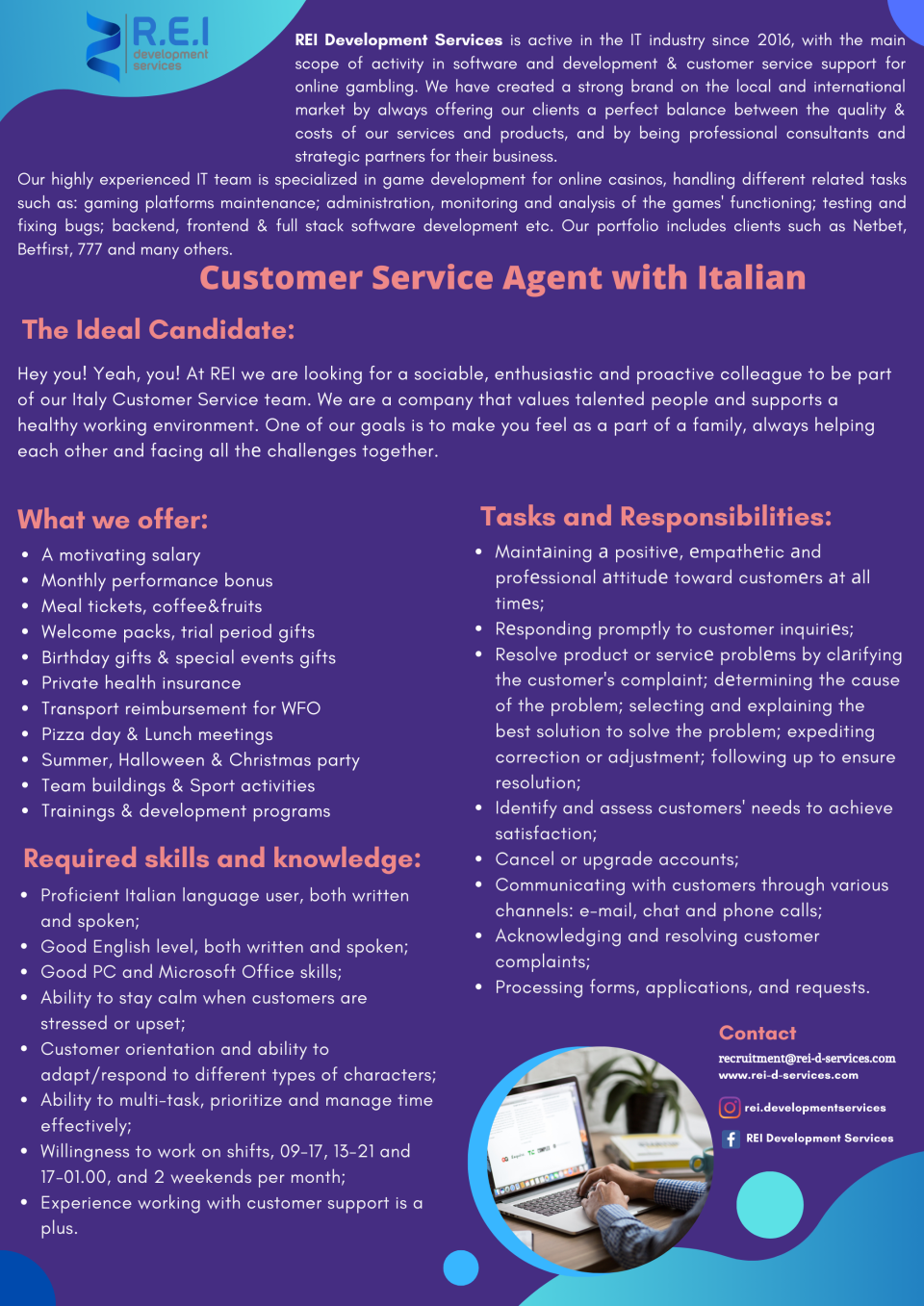 Customer Support Agent with Italian