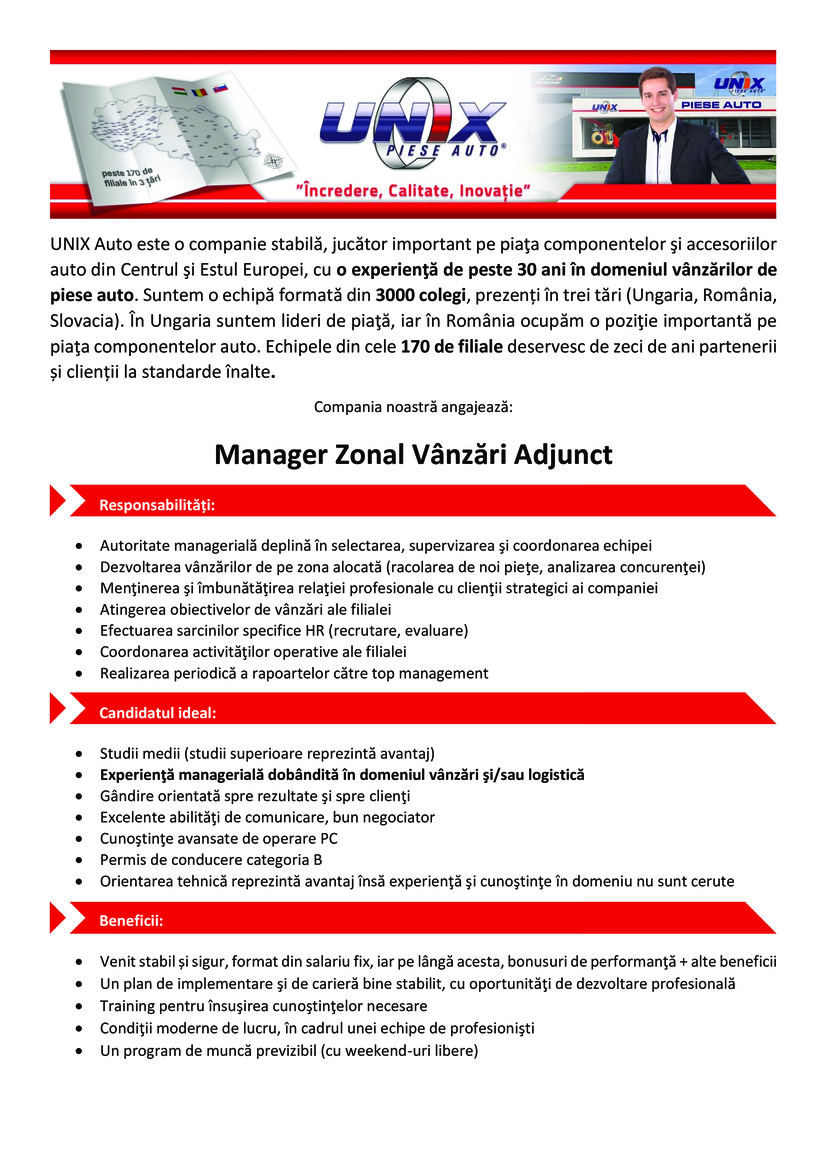 Manager Zonal Vanzari Adjunct