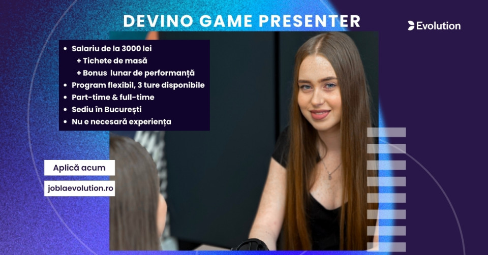 Game Presenter Bucuresti, in limba Engleza, 3400 RON Net + BONUS