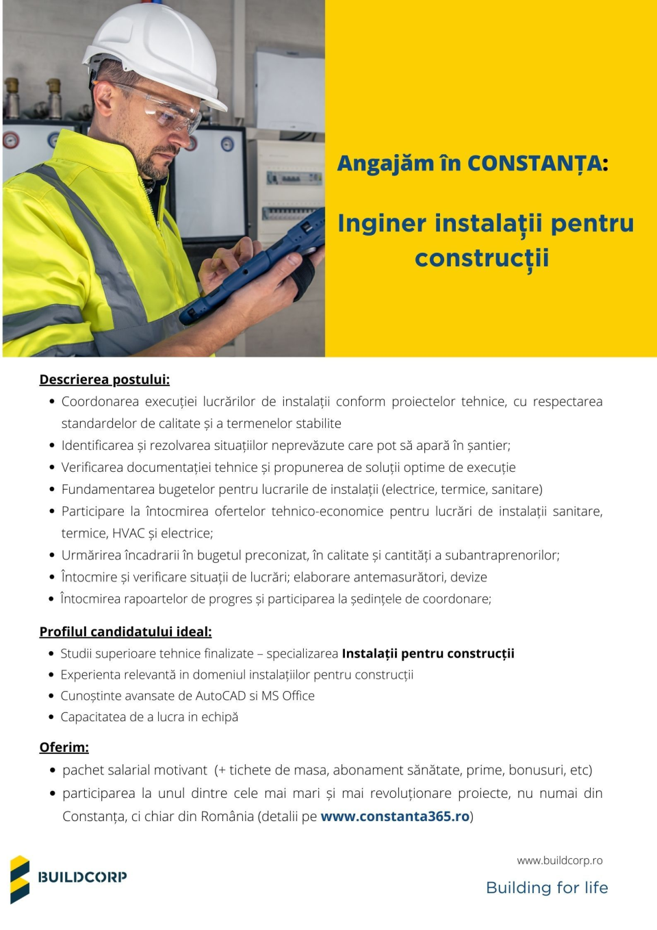 Inginer instalatii pentru constructii Constanta