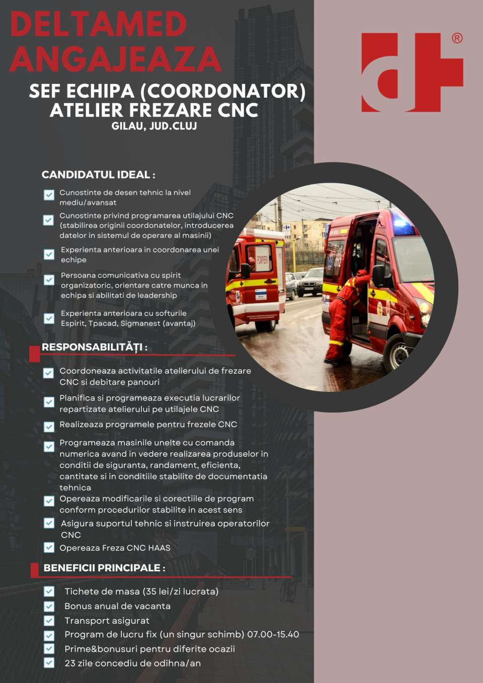 Sef echipa / Coordonator atelier frezare CNC