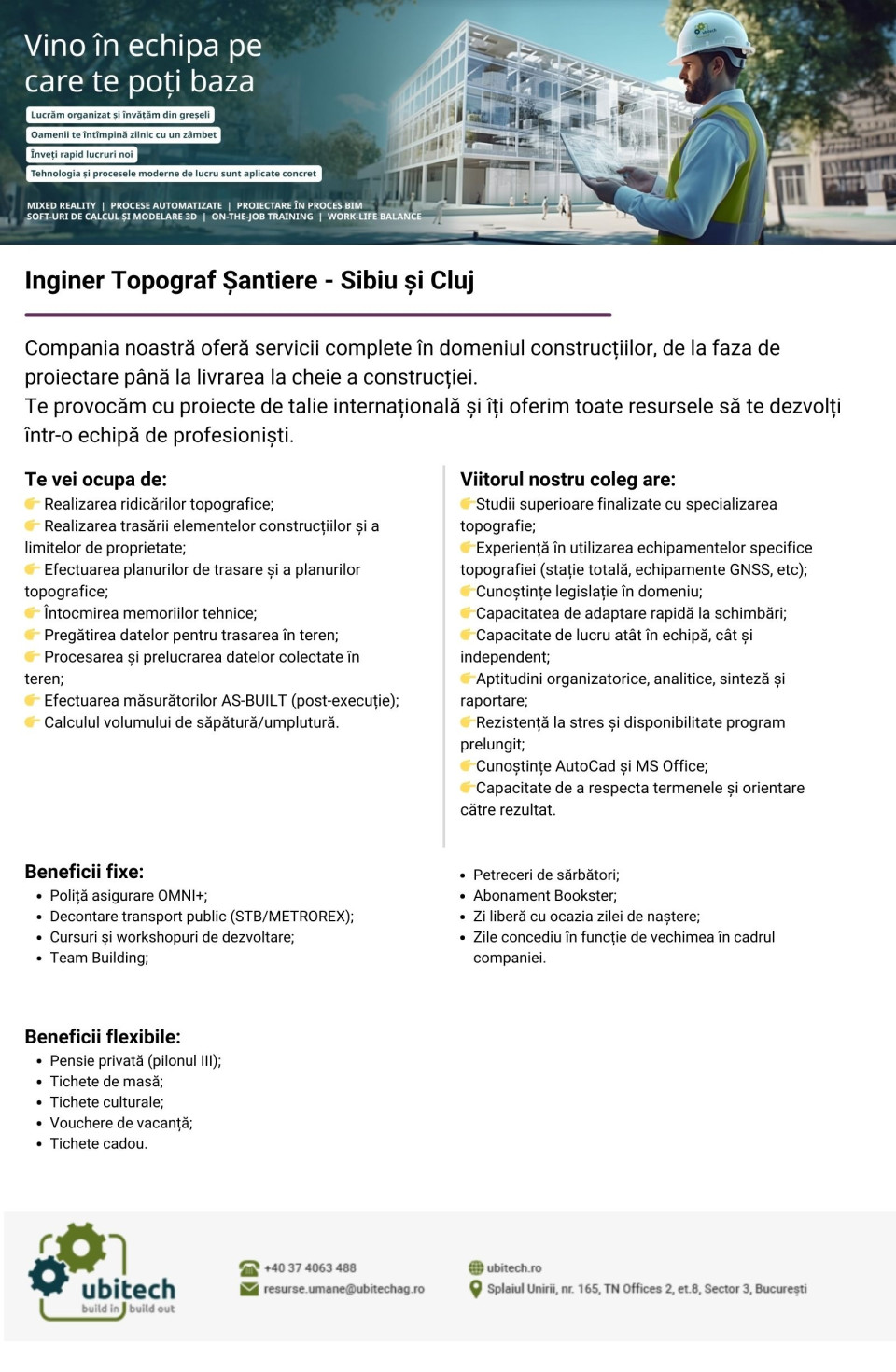 Inginer Topograf Șantiere – Sibiu și Cluj