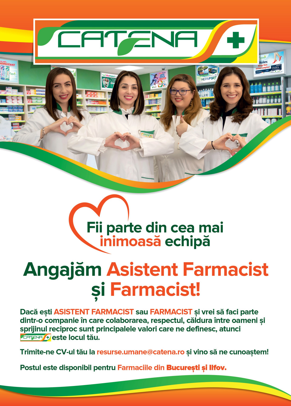 Farmacist si Asistent farmacist - Alege echipa Catena