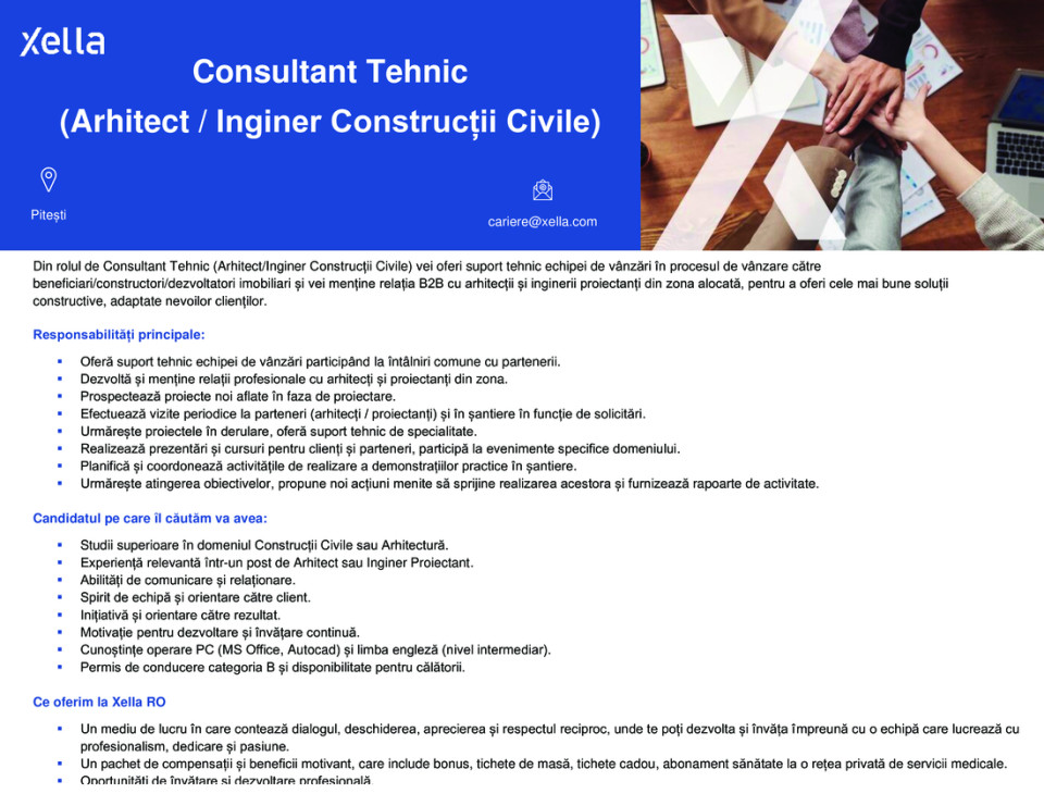 Consultant Tehnic (Inginer Construcții Civile/ Arhitect)