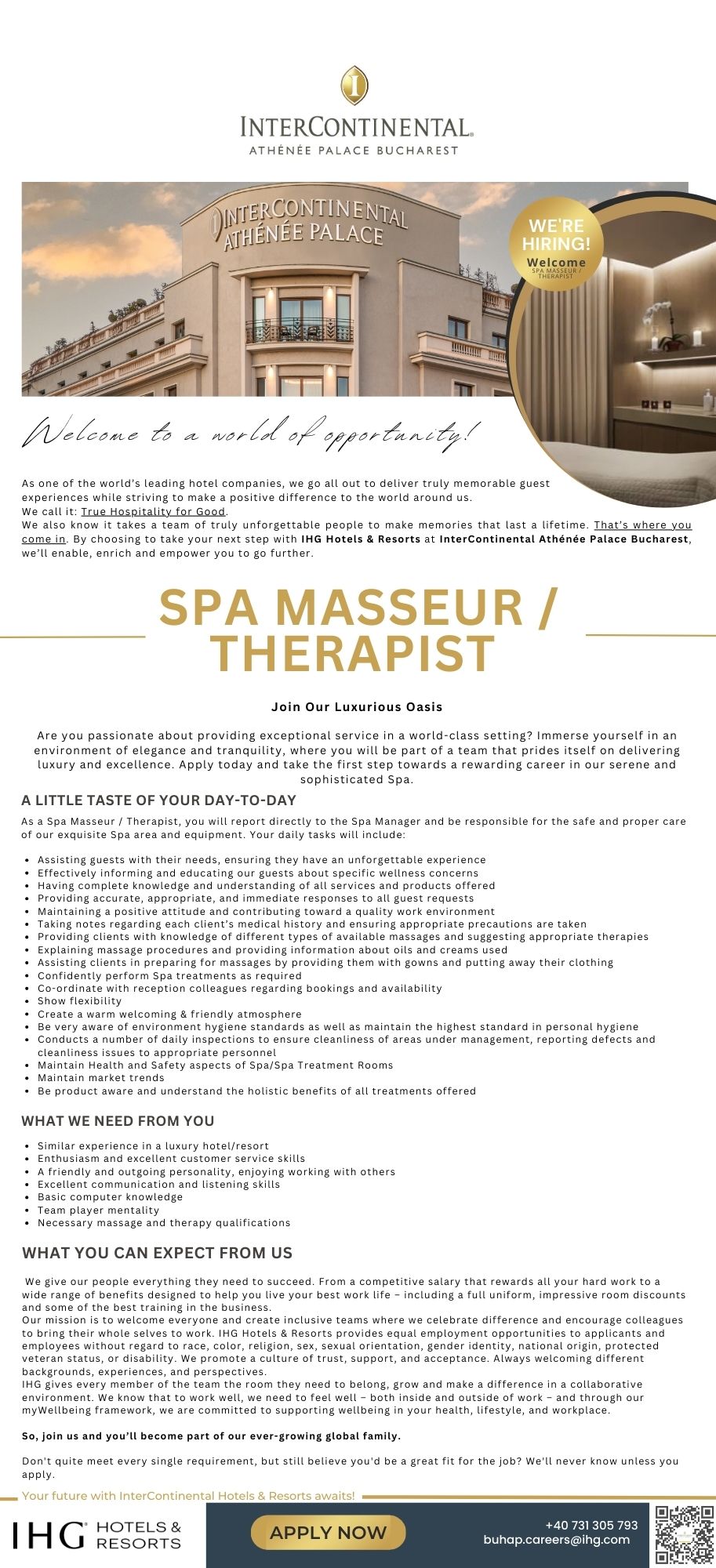 SPA MASSEUR / THERAPIST