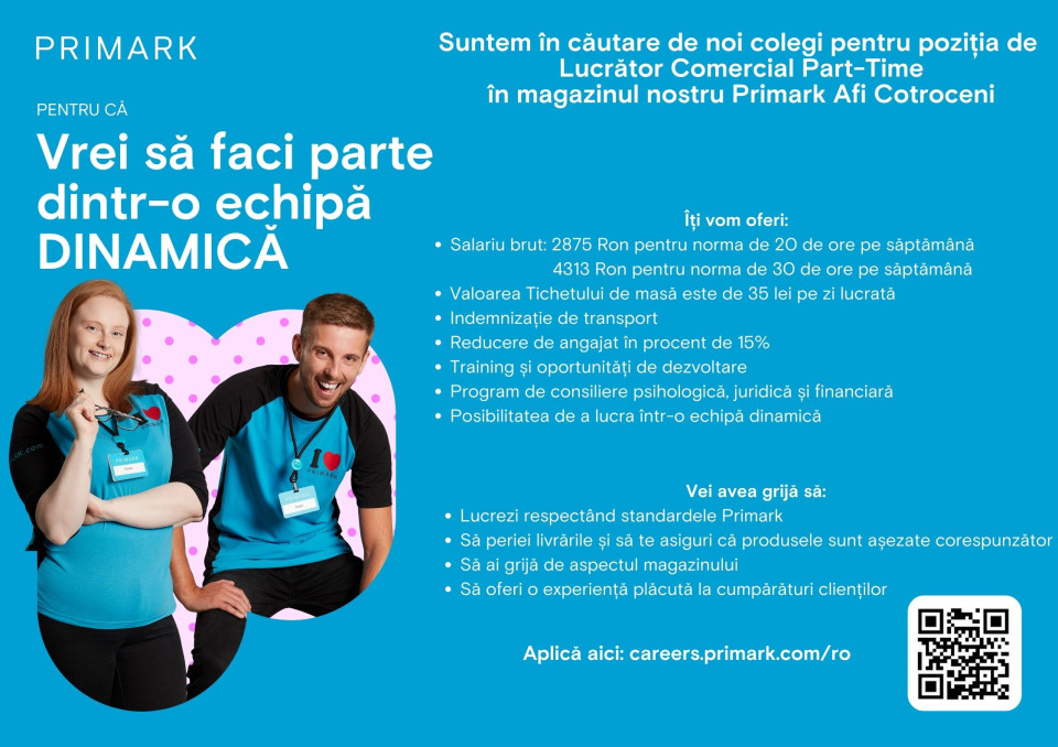Lucrator Comercial Part-Time-Afi Cotroceni