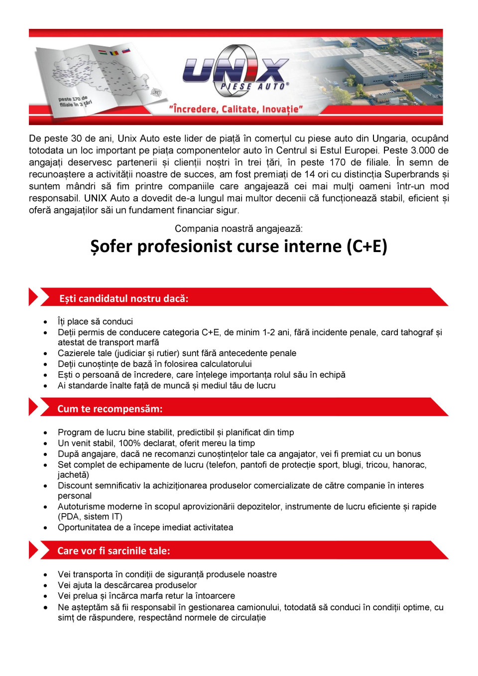 Sofer profesionist C+E curse interne