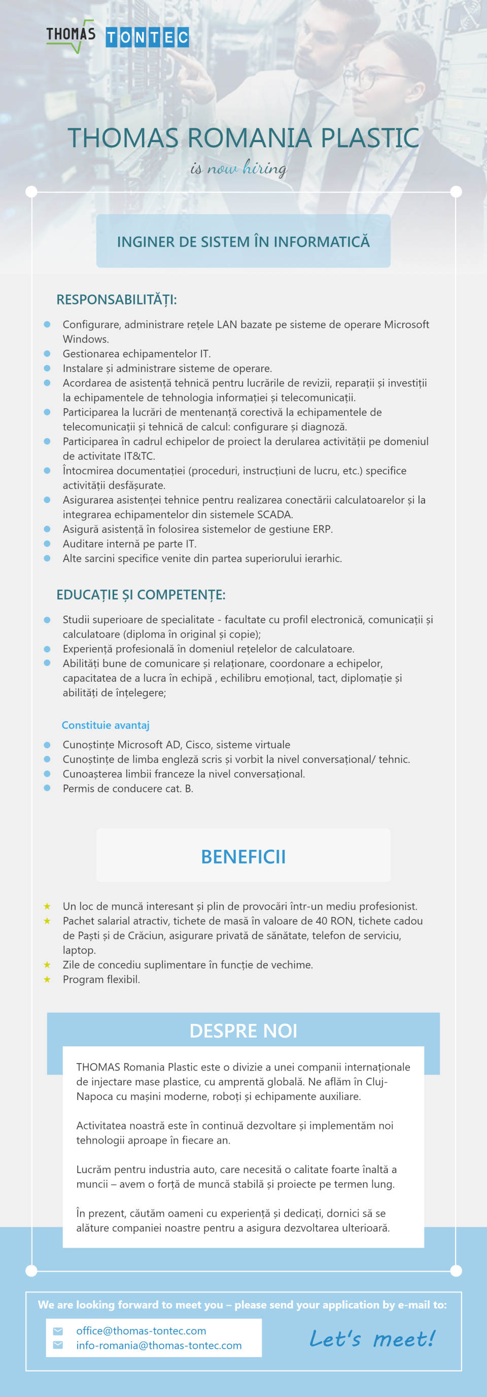 INGINER DE SISTEM IN INFORMATICA
