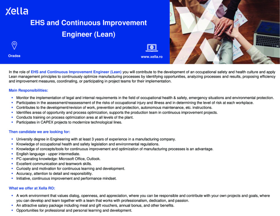 EHS and Continuous Improvement Engineer (Lean)