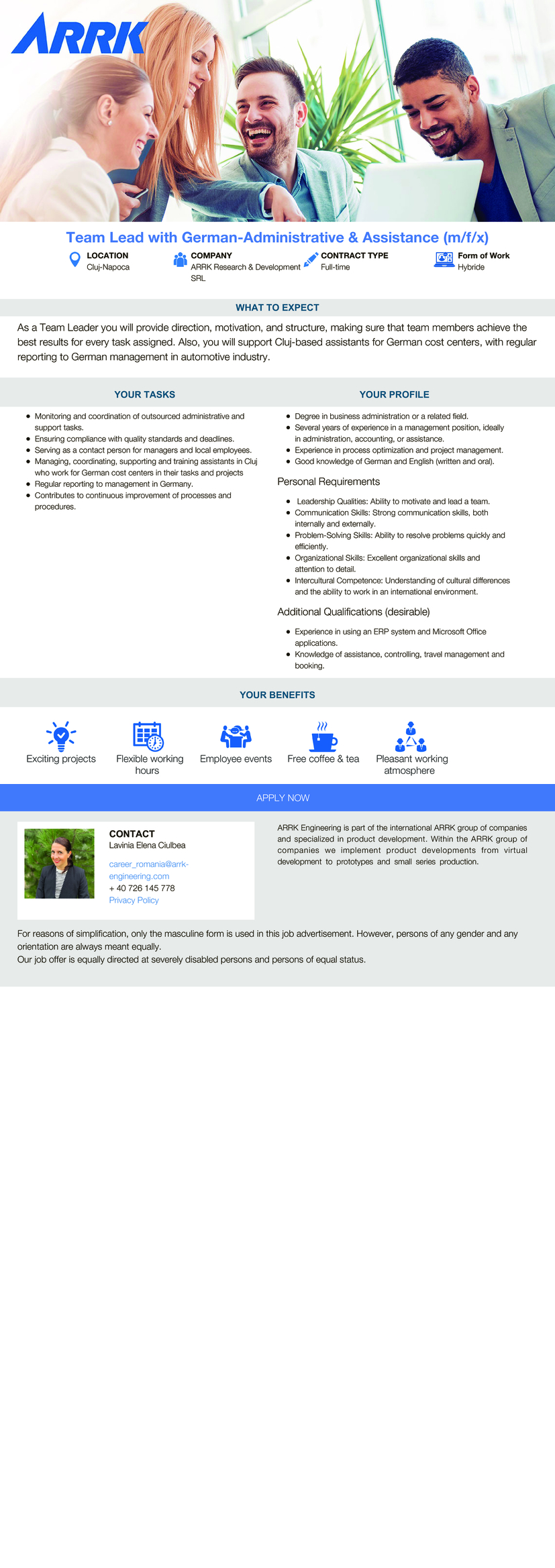 Team Lead with German-Administrative & Assistance (m/f/x)