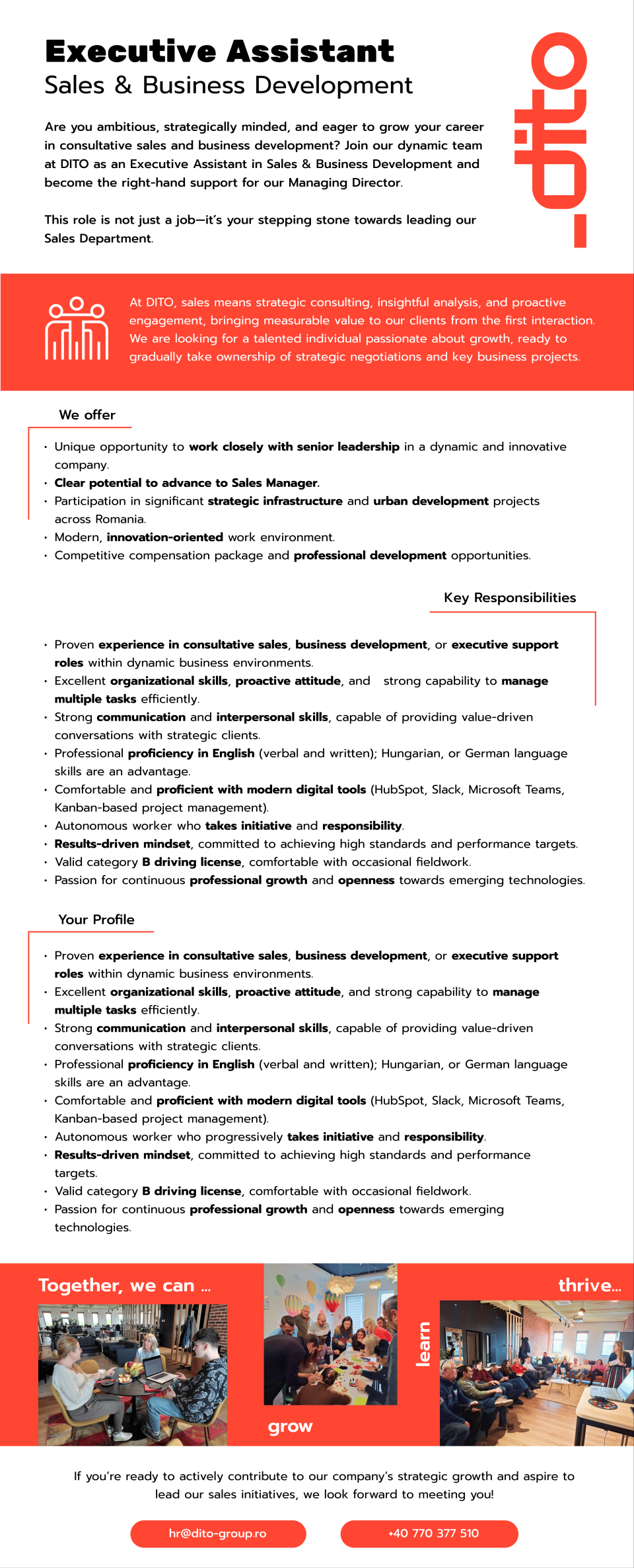 Executive Assistant - Sales & Business Development