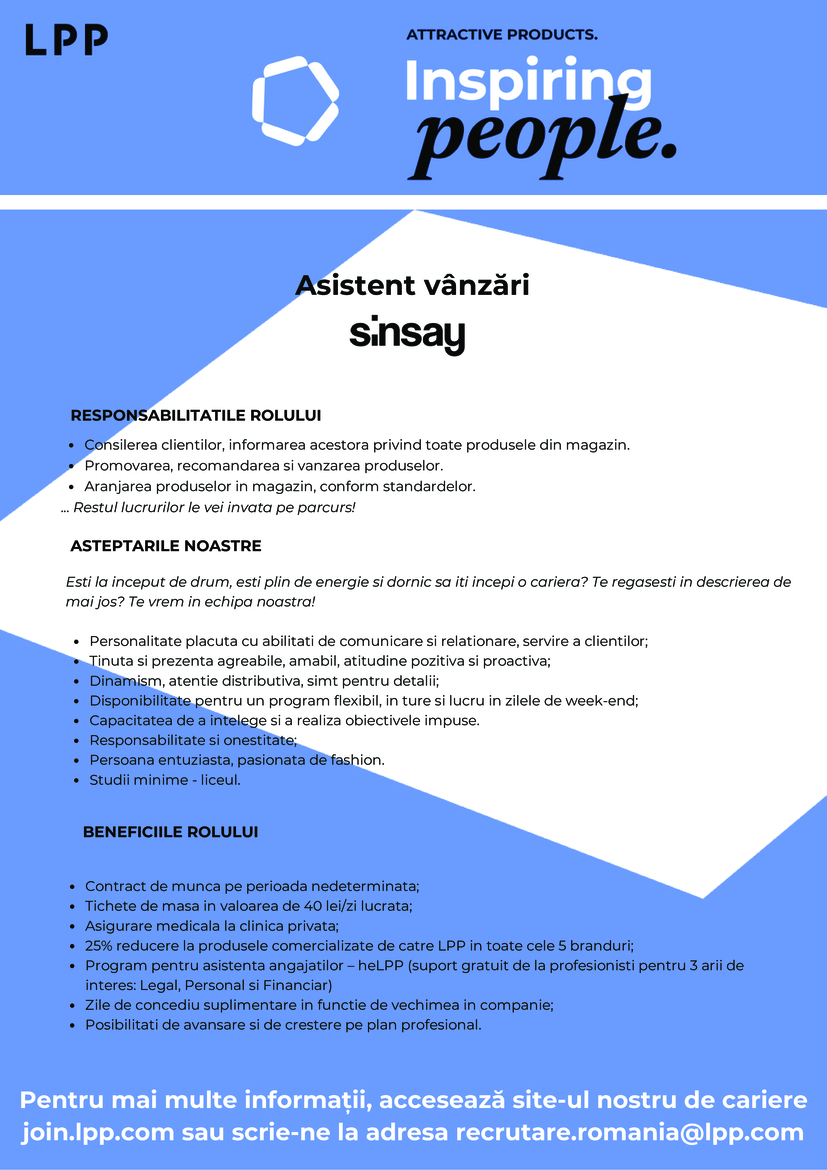 Asistent Vanzari Sinsay