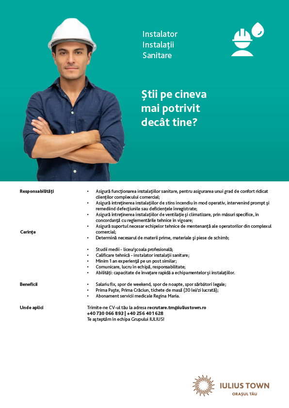 Instalator – Iulius Town Timișoara