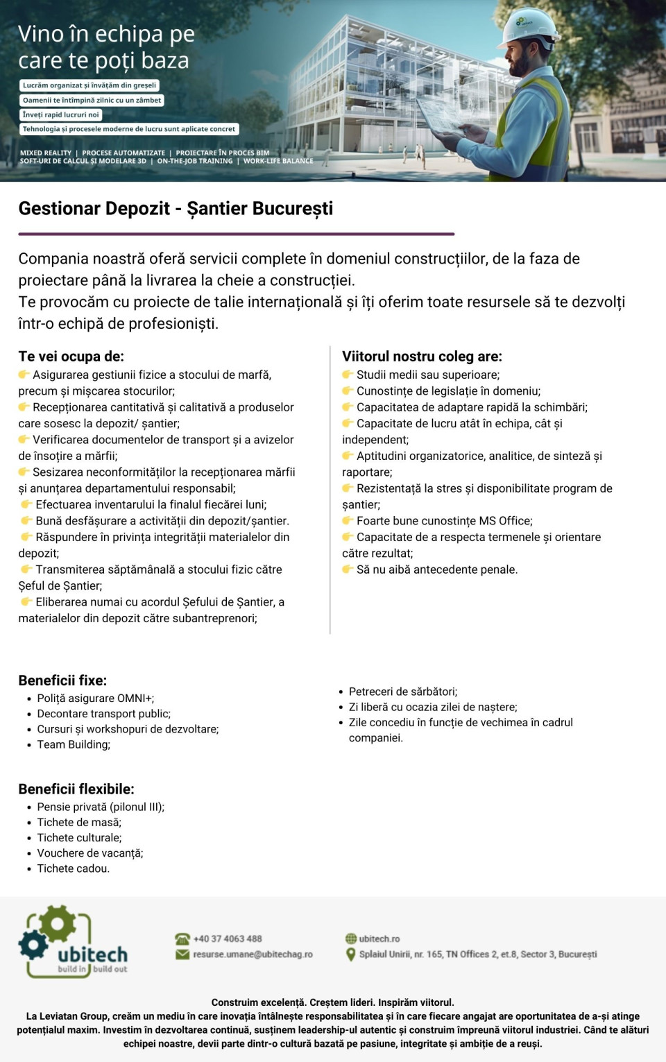 Gestionar Depozit - santier Bucuresti