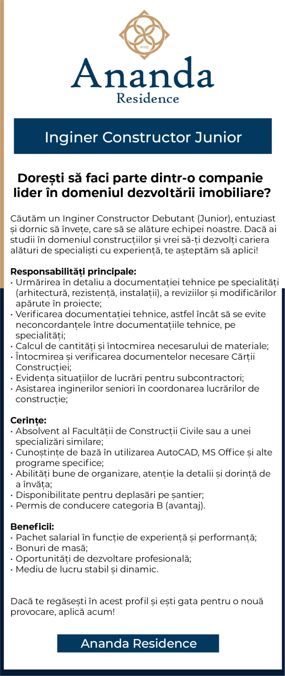 INGINER CONSTRUCTOR JUNIOR