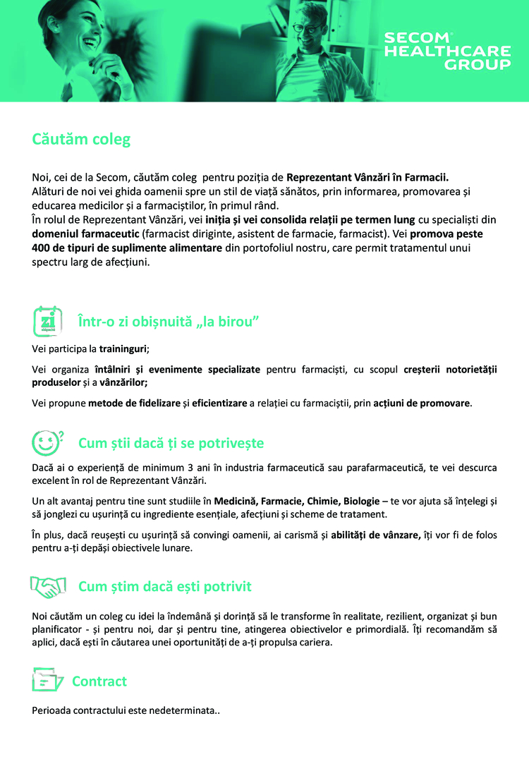 Reprezentant Medical Farmacii- 2 ani determinat