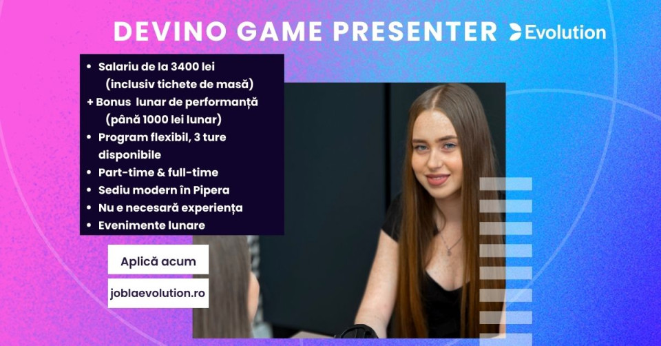 Game Presenter Bucuresti, in limba Engleza, 3400 RON Net + BONUS