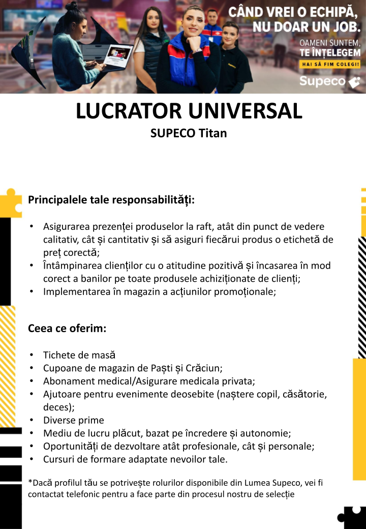 Lucrator Universal la Supeco Bucuresti Titan