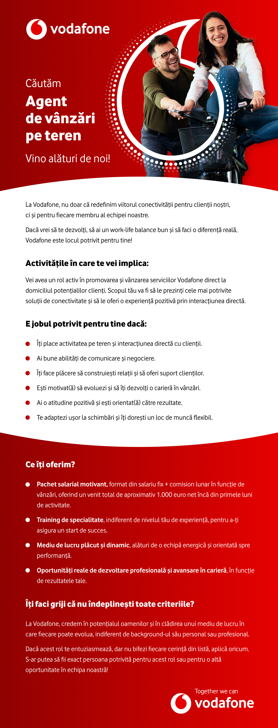Agent Vanzari D2D Slobozia, Calarasi, Targu Jiu, Mehedinti