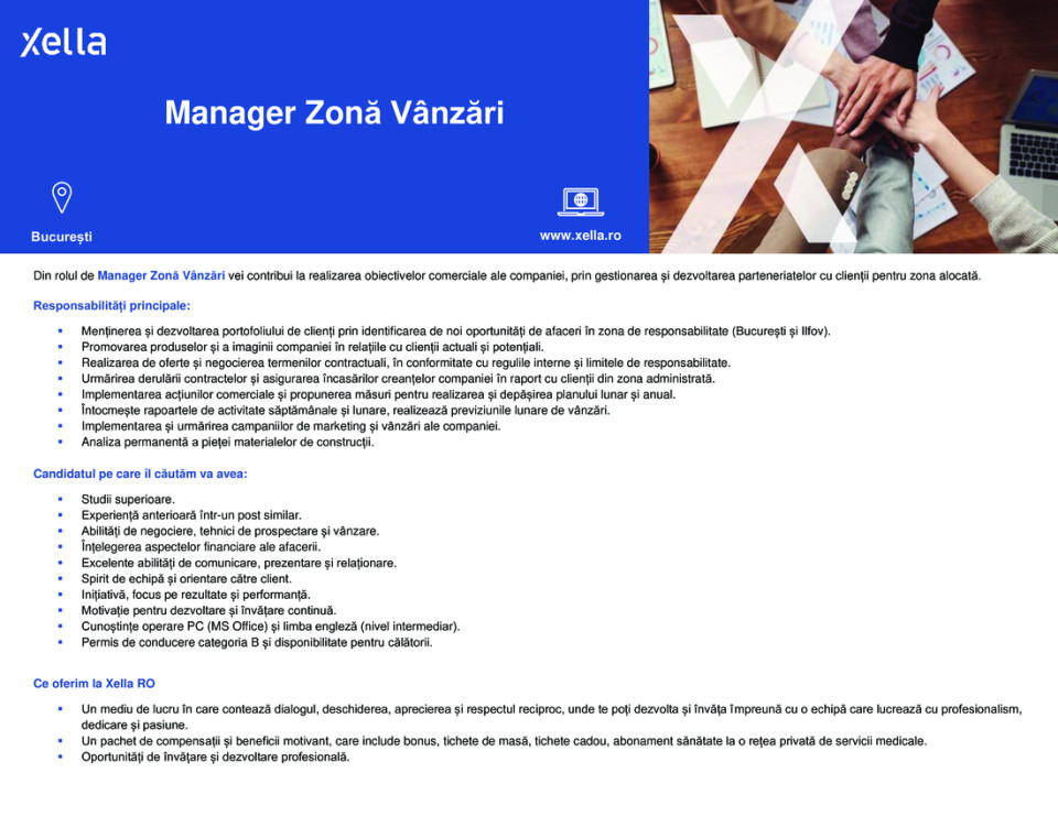 Manager Zonă Vânzări