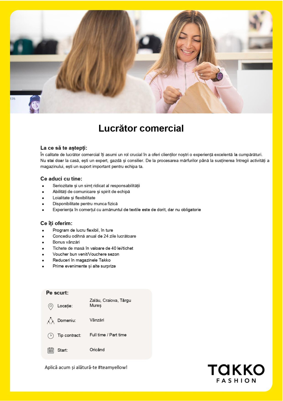 Lucrator comercial - Zalau, Craiova, Targu Mures